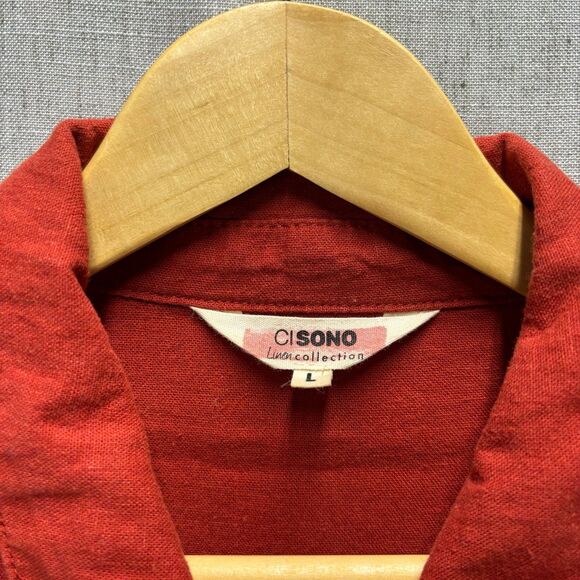 Ci Sono-Linen Collection Button Down Long Sleeve Crop Top Burnt Orange Women's L - Picture 7 of 12